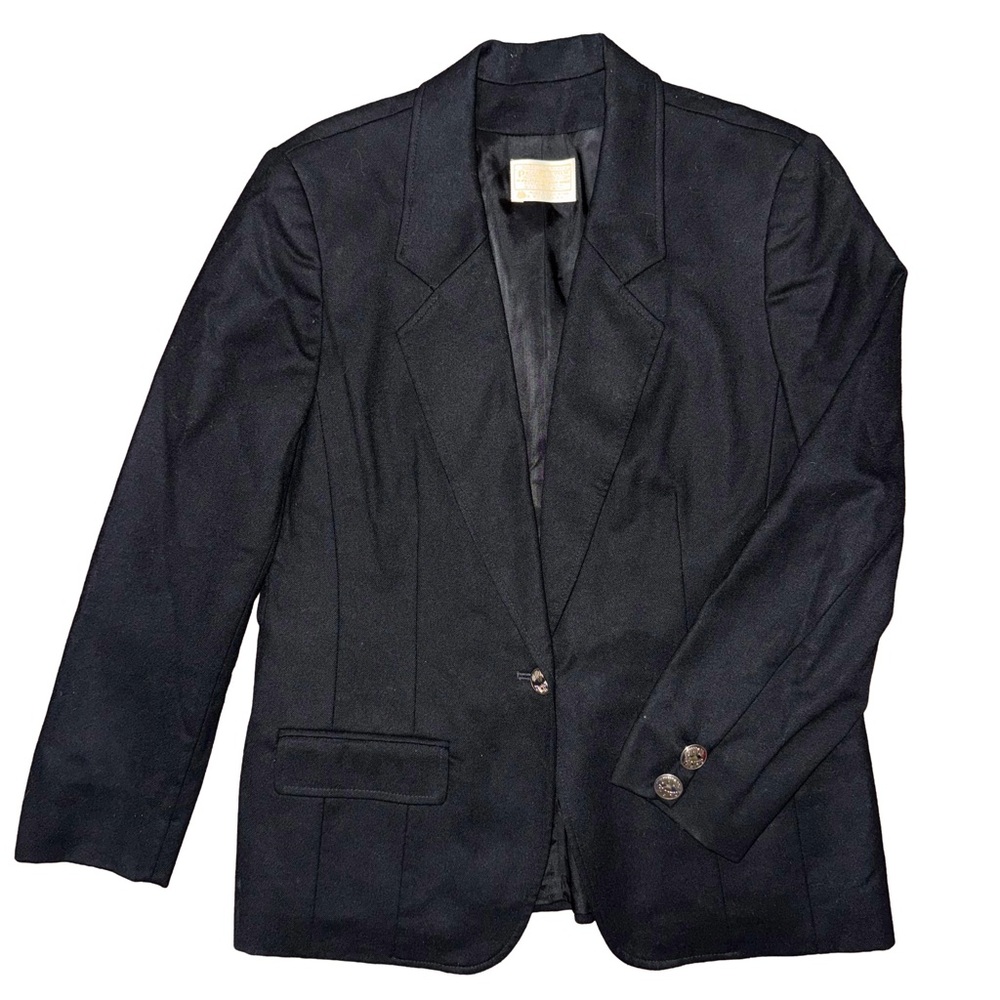 Vintage 70s Pendleton Union Pacific Railroad Uniform Blazer Black Virgin Wool